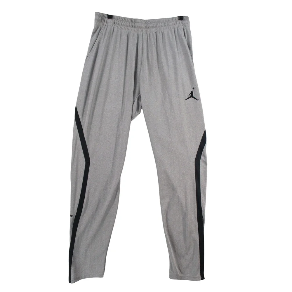 Jordan Mens Heather Gray Jumpman Logo Athletic Track Pants Zipper Cuffs L